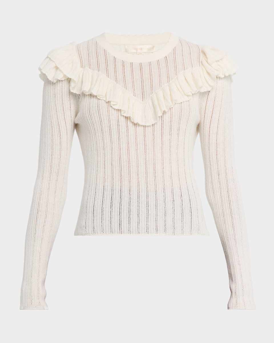 Presla Pointelle Ruffle Sweater